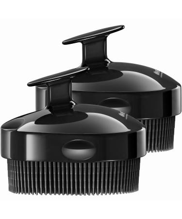 Exfoliating Silicone Body Brush Scrubber  HEETA Bath Shower Brush Massager Soft Comfy Bristle Tender Skin for Wet and Dry Brushing(2-Black)