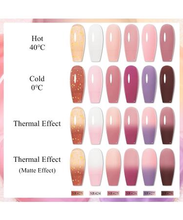 MEET ACROSS Pink Color Changing Gel Nail Polish Set - Mood Temperature Change Translucent Nude Pink Gel Polish with Foil & Crystal Accents - Buy Online on SooperMarket.com
