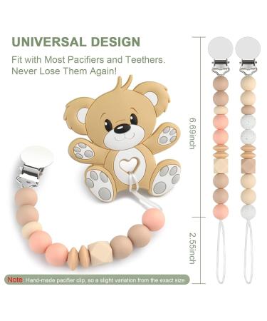 Buy Kowlone Silicone Pacifier Chain for Girls - 2-Pack (Beige & Oatmeal) | Dummy Clips & Holder for Baby Showers - Buy Online on SooperMarket.com