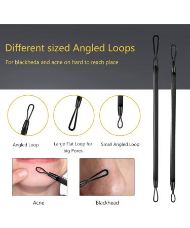 Blackhead Remover Pimple Popper Tool Kit - 19 Pcs Professional Extractor Set for Face and Nose - Stainless Steel Comedone and Whitehead Extractor with Metal Case (Black) - Buy Online on SooperMarket.com