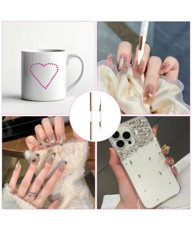 Dual-Ended Rhinestone Picker Doting Pen - Wax Pencil Applicator for Nail Art Jewelry & DIY Crafts - White Acrylic Handle - Buy Online on SooperMarket.com