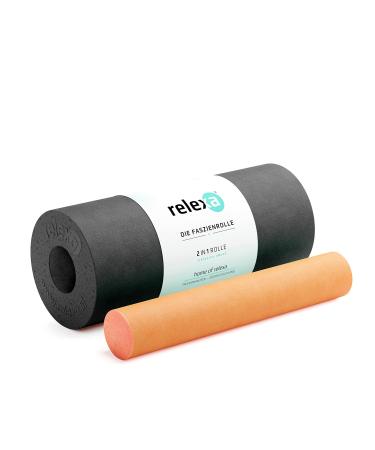 Relexa 2in1 fascia roll 2-part self-massage device with removable core medium hardness full body Foam scooter including fascia-book 35 x 14 cm (L x ) in various colors 1.) Black / Orange-35 cm 2in1Fascia role