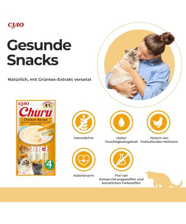 Inaba Churu Puree Cat Snacks - Delicious Hand-Feed Treats with Chicken | 1 Pack (4 Sticks) - International Shipping Available - Buy Online on SooperMarket.com