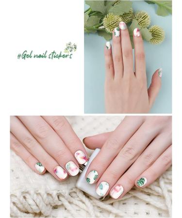 Semi Cured Gel Nail Strips in Blue - Long Lasting Waterproof Nail Wraps with Cuticle Stick, File, Wipes & Sealing - Pink Butterfly Design | EBANKU - Buy Online on SooperMarket.com