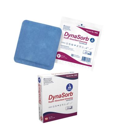 Dynarex DynaSorb Super Absorbent Dressings, Sterile Wound Care, Soft & Absorbent, Multi-Layered, One-Piece, Waterproof, Self-Adhering, 4 x 4, 1 Box of 10 Dressings