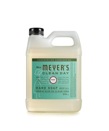 Mrs. Meyer's Clean Day Liquid Hand Soap Refill Cruelty Free and Biodegradable Hand Wash Made with Essential Oils Basil Scent 975 ml