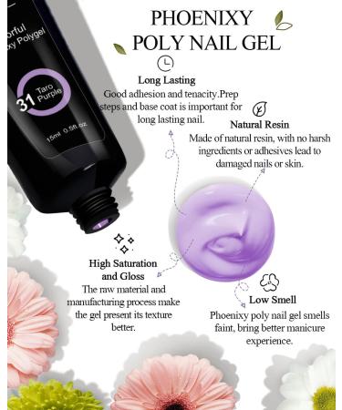 Phoenixy Poly Nail Gel Kit - 9 Colors Poly Nail Extension Gel with 48W LED UV Lamp | Extension Starter Kit Gift for Women - Buy Online on SooperMarket.com