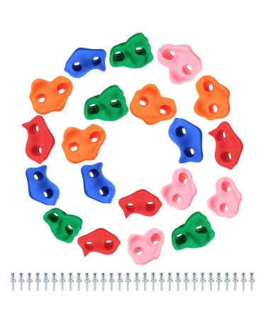 jiuzcare children climbing handles climbing stones climbing wall outdoor climbing stones children indoor climbing stones for climbing wall children outdoor multicolored climbing wall handles including fastening material 20 pack