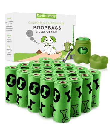 Nestling Poo Bags with Dispenser for Dog Waste 300 Dog Poop Bags Super Strong 100% Leak Proof Biodegradable (Green)