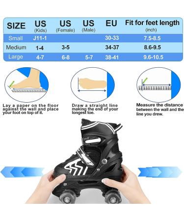 SZHZS Kids Roller Skates | Adjustable for Youth and Adults | All Light up Wheels | Black&White - Medium - Buy Online on SooperMarket.com