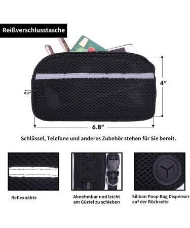 Premium Adjustable Dog Leash - Dual Grip Reflective Walking & Jogging Line with Feces Bag Dispenser for Large Dogs - Shock-Damping Design in Black/Blue - Buy Online on SooperMarket.com