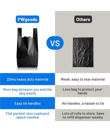 PWgoods Dog Poo Bags | 200 Pack | 33% Thicker & 25% Larger Dog Poop Bags with Tie Handles | 100% Leak Proof | Odor Free Pet Waste Disposal Bags | Discreet Opaque Black | Large Poo Bags Dogs - Buy Online on SooperMarket.com