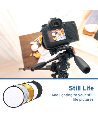 Etekcity 24 5-in-1 Photography Reflector Light - 24 Inch Multi-Disc Photo Reflector Kit with Bag - Translucent Silver Gold White Black - Professional Photo Lighting Tool - Buy Online on SooperMarket.com