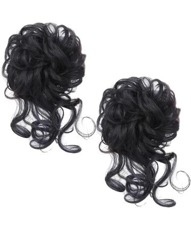 2 Black Wig Loops Women's Hair Accessories Hair Extensions Wig Pieces Curly Bun Bun Extension Clip-On Hair Messy Bun for Women With Thin Hair Short Hair Extensions Hair Accessories