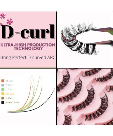 Heracks 14 Pairs D Curl Russian Cat-Eye Lashes | 10-20 MM Fox Eyelashes | Wispy False Eyelashes with Clear Band - Buy Online on SooperMarket.com