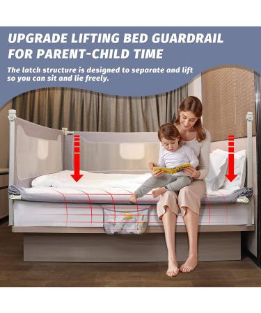 Toddler Bed Rail Guard - Grey 74.8inch for Queen, King, Twin, Full Size Beds - Extra Length 54-78.7 - Kids' Bed Rails & Rail Guards - Buy Online on SooperMarket.com
