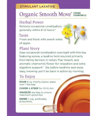 Organic Smooth Move Tea - Senna & Chamomile Herbal Blend, 32 Total Bags for Occasional Constipation Relief (Pack of 2) - Buy Online on SooperMarket.com