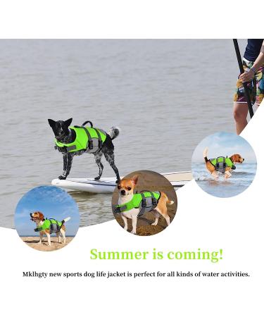 MKLHGTY Reflective Dog Life Jacket - Adjustable with Rescue Handle - Ripstop Pet Safety Vest for Swimming & Boating - Green - XS - Buy Online on SooperMarket.com
