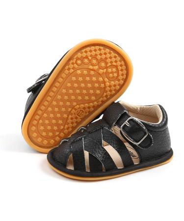 RVROVIC Baby Boys Girls Sandals Soft Sole Summer Infant Crib Shoes Lightwight Toddler Prewalker Outdoor Walking Shoes 12-18 Months 1 Black