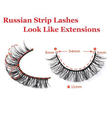 Geeneiya 11mm Russian Strip Lashes DD Curl Natural Wispy Mink 10 Pairs - Buy Online on SooperMarket.com