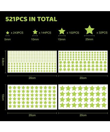 Glow in The Dark Star Wall Stickers - 521pcs Realistic 3D Luminous Stars for Kids Bedroom Decor - Buy Online on SooperMarket.com