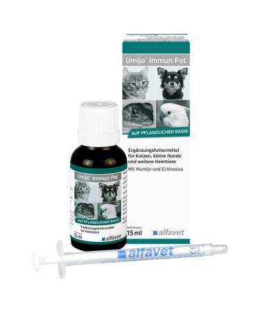 Alfavet Umijo Immun PET Immunicism for dogs cats rodents and ornamental birds supplementary feed sugar -free 15ml with dosing syringe
