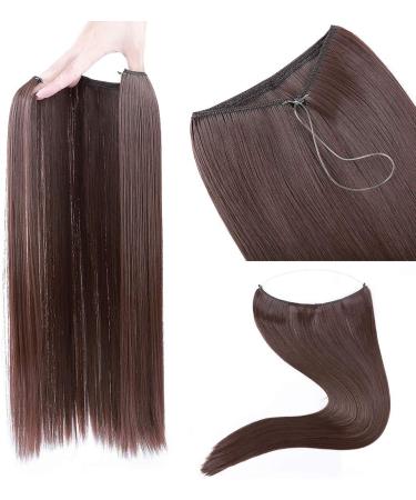 Wire in Hair Extensions Straight Hairpieces Halfhead Invisible Natural Hair Extension 20" - Medium Brown - Buy Online on SooperMarket.com
