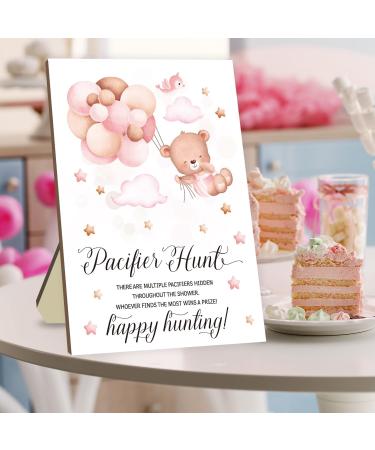 Ultimate Baby Shower Party Games Set | Schnuller Hunting & Balloon Bar - 50 Pink Acrylic Pacifiers Included - Buy Online on SooperMarket.com