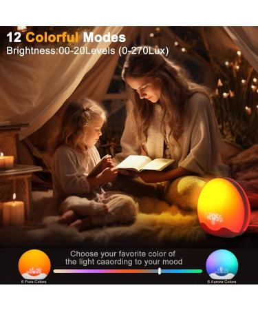 Light Alarm Clock with Sunrise Simulation - Daylight Alarm Clock Radio 5 Natural Sounds 12 Color Options 20 Brightness Levels Dual Alarms Snooze - Perfect Bedside Lamp for Kids & Adults - Buy Online on SooperMarket.com