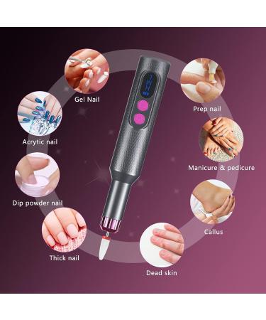 Portable Cordless Electric Nail Drill - Rechargeable Machine for Acrylic, Gel, and Natural Nails - Manicure Pedicure Tool in Gray - Buy Online on SooperMarket.com