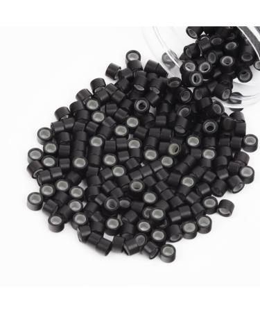 Vlasy 200 Pcs Silicone Micro Rings for I Tip Hair Extensions 4mm Micro Nano Beads Micro Links Hair Beads (Dark Brown) Micro-4mm-200Pcs Dark Brown