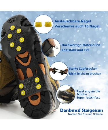 Premium 10-Spike Shoe Crampons - Anti-Slide Winter Chains for Outdoor Sports & Mountaineering (Size 31-36) - Buy Online on SooperMarket.com