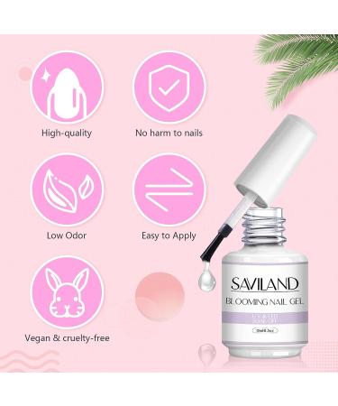 Saviland Blooming Gel - Clear 15ml Nail Polish for Marbles Effect | UV LED Soak Off with Art Brush | Manicure Kit for Salon & DIY - Buy Online on SooperMarket.com