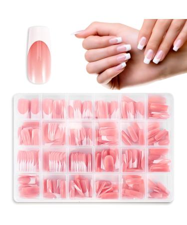 360 Pieces French Tip False Nails Artificial Acrylic Full Cover Fake Nails Tips Press on Nails Square Long Nude Color French Nails Stick on Nails Nail Art Manicure Decorations for Women Girls