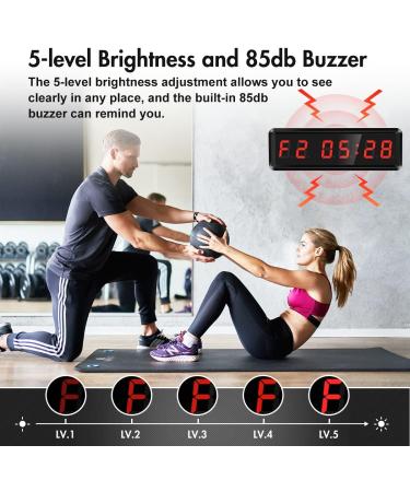 Seesii LED Gym Timer | Ultra-Clear Interval Timer with Remote | Countdown/Up Wall Clock with Buzzer | Connectable Power Fitness Timer for Gym, Home, Garage | 1.5 Inch Bright Red - Buy Online on SooperMarket.com