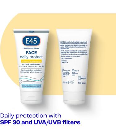 E45 SPF 30 Face Moisturiser for Dry, Sensitive, and Eczema Prone Skin - Hydrating SPF Day Cream 50ml - Buy Online on SooperMarket.com