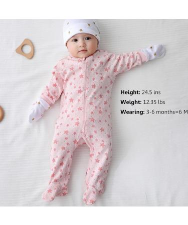 MAMIMAKA Baby Girls 6-9 Months Footed Pajamas - Hedgehog, Fox, Stars Design - Buy Online on SooperMarket.com
