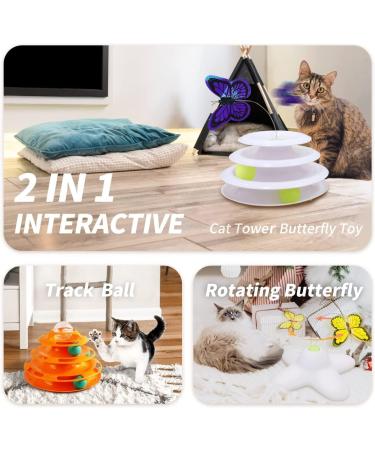 All for Paws 2 in 1 Interactive Cat Tower Butterfly Toy - Automatic Flutter Bug & Ball Track Kit for Smart Kittens - Engaging 360 Rotating Cat Toy - Buy Online on SooperMarket.com