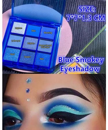 Go Ho 9 Style Blue Eyeshadow Palette Set 5 - Matte & Shimmer Shades for Women & Girls - Waterproof Cool Eye Makeup Palette - Buy Online on SooperMarket.com
