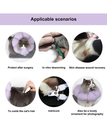 HiDREAM Cat Cone Collar | Cute & Waterproof Elizabethan E-Collar for Cats | Anti-Bite & Lick Wound Healing Collar | Safety Cat Recovery Collar | Medium - Purple - Buy Online on SooperMarket.com