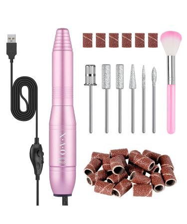 Portable Electric Nail Drill Machine, Professional 20000 RPM USB Manicure Pedicure Drills for Acrylic Nails Gel Polishing Shape Tools Pink