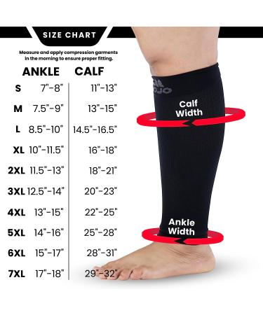 Mojo Compression Calf Sleeves 20-30mmHg Plus Size 4XL Black - Swelling & Shin Splints Support - Buy Online on SooperMarket.com