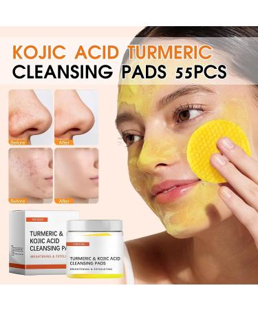 Turmeric Facial Cleanser Set Kojic Acid & Turmeric Face Wash Foaming Cleanser + Turmeric Kojic Acid Cleansing Pads Turmeric and Kojic Acid Cleansing Pads + Foaming Face Wash Acne Dark Spots - Buy Online on SooperMarket.com