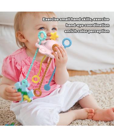 Ulapithi Spinner Sensor Toys for Toddlers | Soft Montessori Travel-Pull String Activity Toys for Babies | Pink Child-Friendly Fun - Buy Online on SooperMarket.com