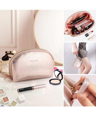 MAANGE 3 Pcs Portable Travel Makeup Bag Set - Waterproof Cosmetic Organizer with Gold Zipper for Women and Girls (Rose Gold) - Buy Online on SooperMarket.com