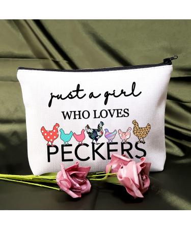 BDPWSS Chicken Lover Gifts: Funny Chicken Lady Makeup Travel Bag for Women - Just a Girl Who Loves Peckers - Buy Online on SooperMarket.com