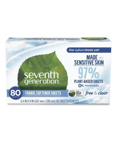 Seventh Generation Natural Fabric Softener Sheets Unscented 80 Sheets/Box (44930EA) 80 Count (Pack of 1) Unscented
