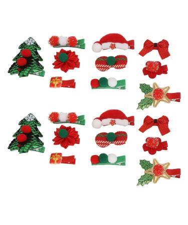Christmas Hair Clips Kit Red Glitter Christmas Hair Barrettes Cute Hair Clips for Party