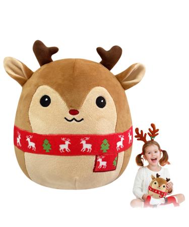 Christmas Elk Stuffed Animal Plush Pillow Xmas Pillows for Boys Girls Soft Hugging Pillow Cute Elk Plush Toy for Kids Birthday Christmas Party Favor Gift Sofa Bedroom Kids Room Decorations(New) Elk New
