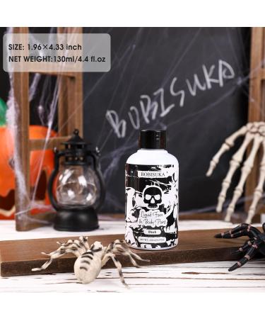 BOBISUKA Black Liquid Face and Body Paint - Washable Non-Toxic Fast Drying Makeup for Halloween Skeleton Skull Cosplay SFX - 130ml Large Capacity - Buy Online on SooperMarket.com